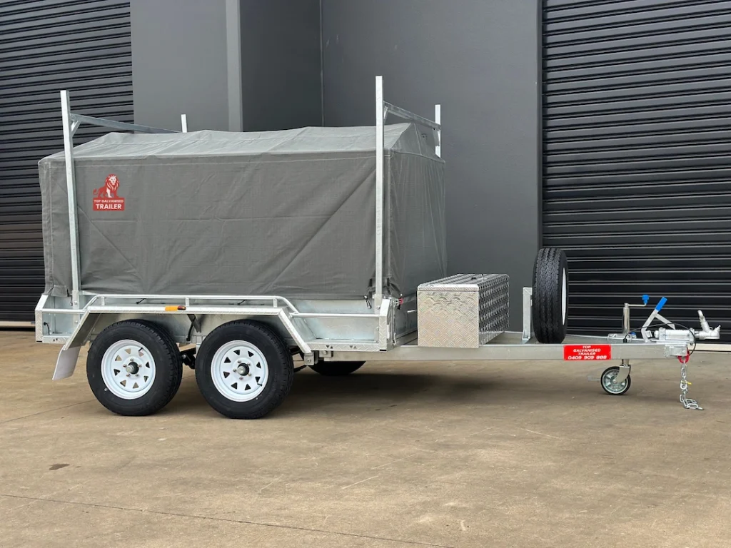 trailer with cover, ladder racks and toolbox