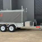 trailer with cover, ladder racks and toolbox