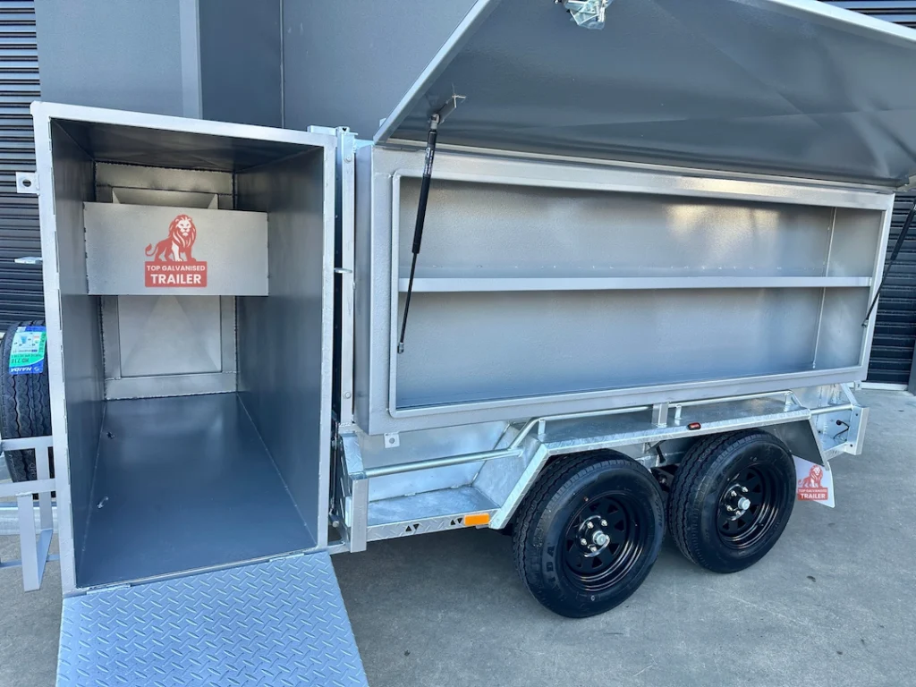 galvanised trailer with mower box
