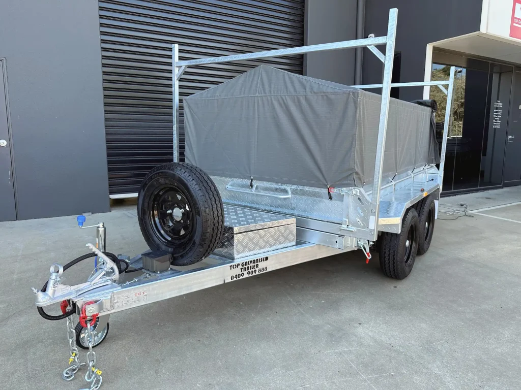 8x5 tipper trailer with cover ladder racks