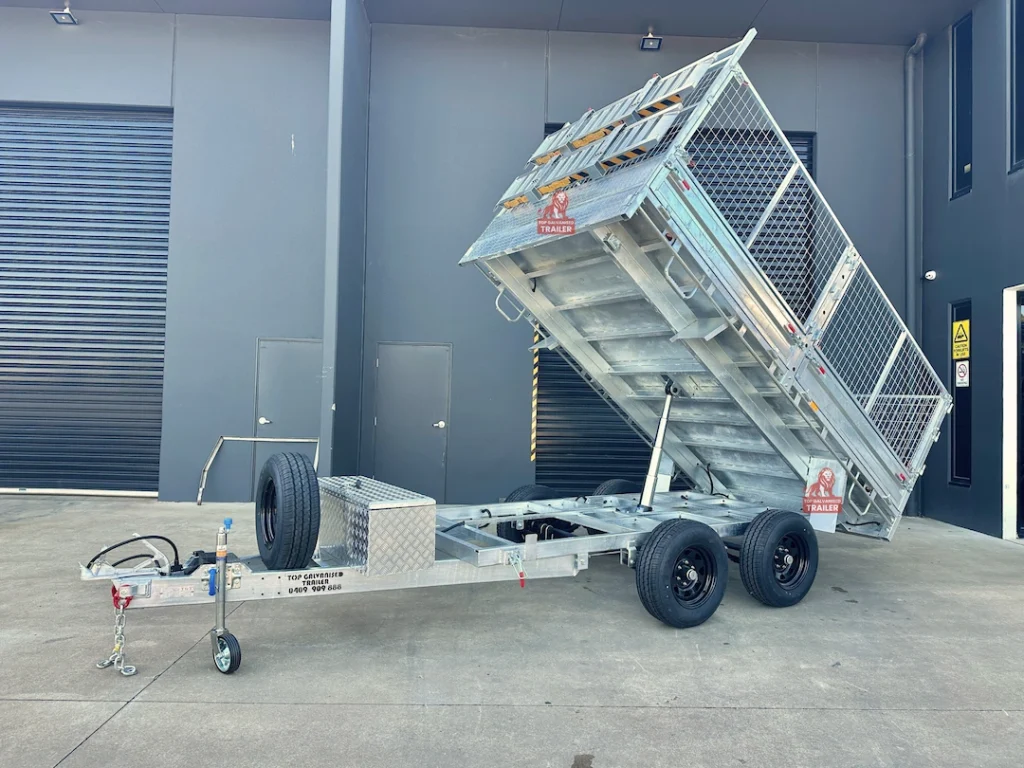 12x7 flat top tipper trailer with cage