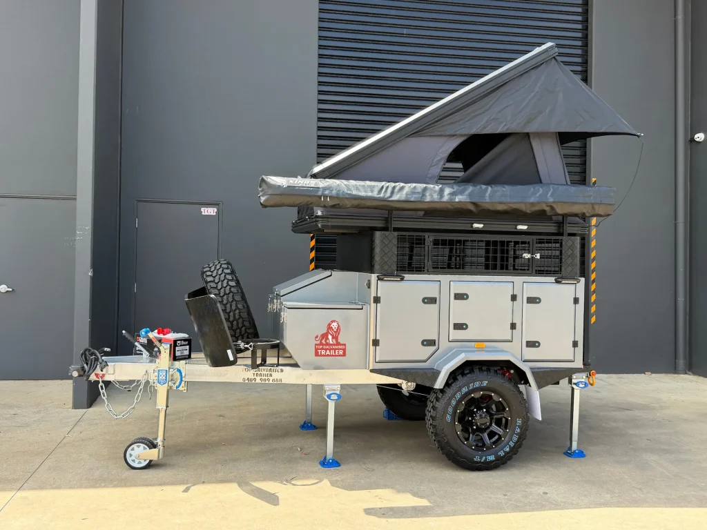 Off Road Camper Trailer with roof top tent and awning