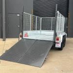 garden mower trailer with drop down ramp