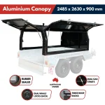 aluminium trailer canopy 8x5
